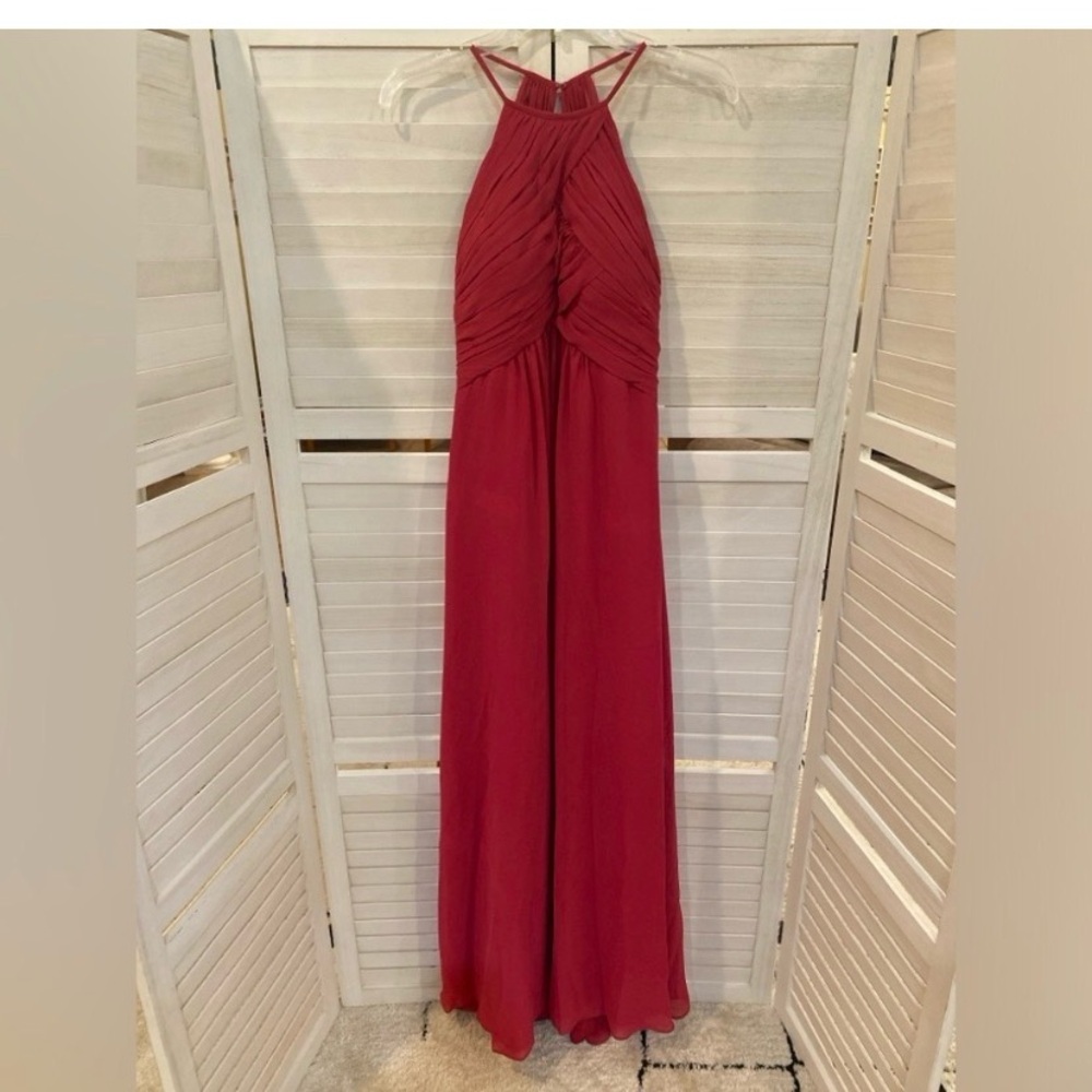 Elegant Red Halter Maxi Dress